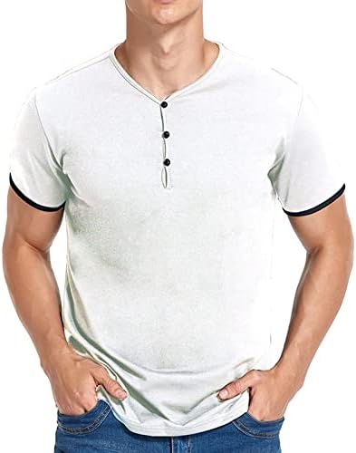 חולצת טריקו לקיץ לחולצת פולו לגברים שרוול קצר שרוול אחיד צמרות עסקים כפתור דש הנלי חולצות