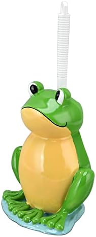 סט מברשות אסלה בצורת צפרדע, מחזיק זיפים חמודים וכיפיים עם ידית ללא החלקה ובסיס לחדר אמבטיה ניקוי עמוק
