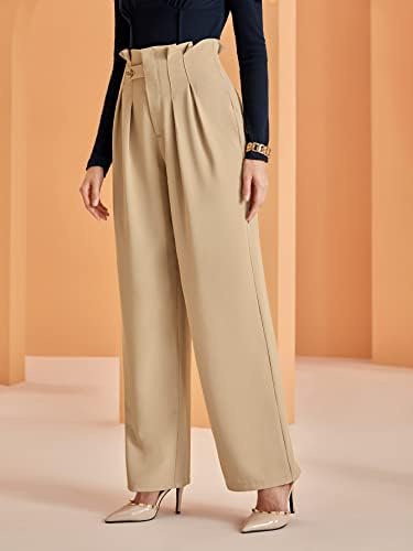 מכנסי נייר מכנסיים של איוקה מותניים קפלים מכנסי נשים מכנסיים
