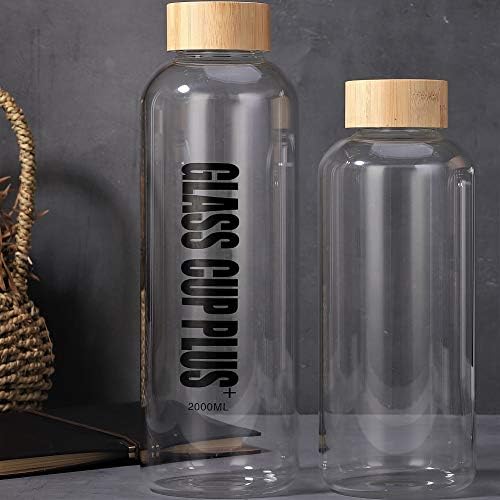 בקבוק מים זכוכית סונאי 64 גרם פה רחב עם מכסה במבוק ניאופרן שרוול מברשת בקבוק BPA בחינם