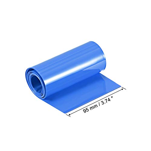UXCell PVC חום צינור מכווץ 95 ממ גלישת רוחב שטוחה לשכבה כפולה 1 מטר כחול