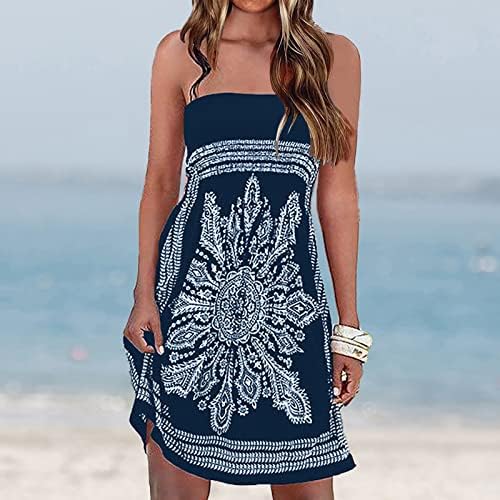 שמלות נשים של נוקמופו אורך שמלות קיץ ללא שרוולים לשמלת חוף עטוף 2022 חזה מודפס