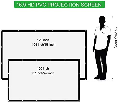 מסך מקרן מתקפל 100 120 אינץ '16: 9 מסך הקרנת בד PVC לקולנוע קולנוע ביתי משרדי קולנוע