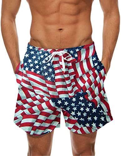 גברים בגד ים מהיר יבש לשחות מכנסיים קצרים 2 ב 1 בגד ים אלסטי מותן נוח פס בלוק הוואי בגדי ים לגברים