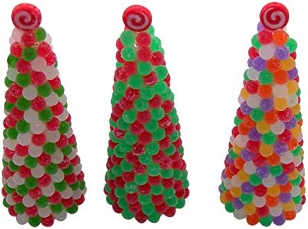 טיפת מסטיק צבעונית עצי חג המולד, גובה 10 סנטימטרים, סט של 3