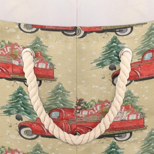 עץ חג המולד משאית אדומה 008 סלים עגולים גדולים לאחסון סלי כביסה עם ידיות סל אחסון שמיכה למדפי