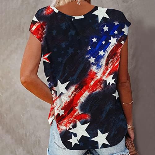חולצת דגל אמריקאית לנשים ללא שרוולים גופיות טנקים 4 ביולי חולצת טריקו גרפית מזדמנת פסים ארהב
