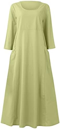נוקמופו פלוס שמלות קוקטייל בגודל לנשים אופנה בצבע אחיד מזדמן שמלת כיס פשתן כותנה ללא שרוולים