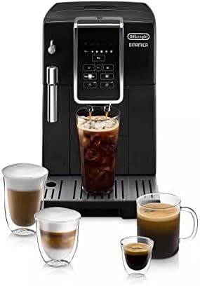 De'longhi Dinamica קפה אוטומטי ואספרסו מכונה, קפה קר, מטחנת בור + תמיסת ירידה, מברשת ניקוי ומגש ICECUBE בצורת שעועית,