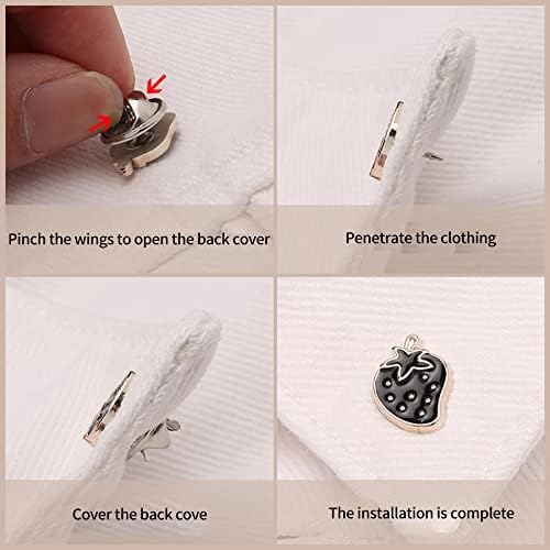60 יחידות כפתורים מיידיים לחולצת נשים, סיכות כפתור סיכות של גטאוי ללא כפתורי חולצה תפירה סיכות דש אמייל בטיחות