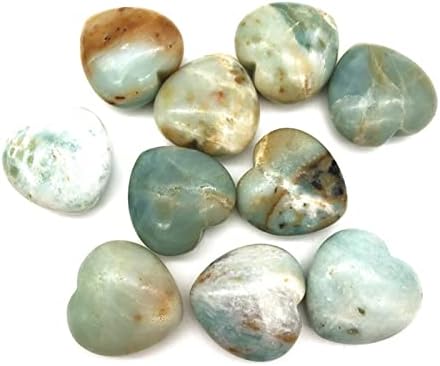 Binnanfang AC216 1pc טבעי אמזוניט קוורץ גביש גביש מלוטש אבנים בצורת לב דגימה לקישוט ביתי אבנים טבעיות