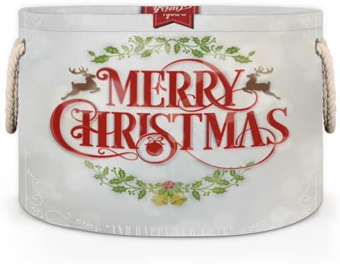 חג חג שמח בחורף סלים עגולים גדולים לאחסון סלי כביסה עם ידיות סל אחסון שמיכה למדפי אמבטיה פחים לארגון
