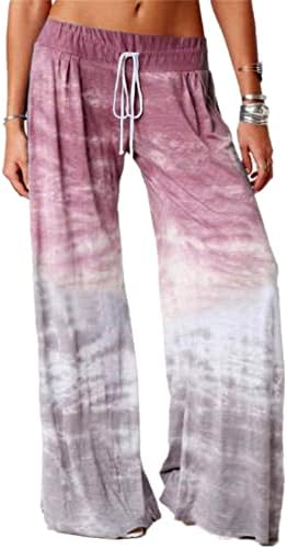 מכנסי יוגה בגודל Melliflo פלוס לנשים עניבה צבע מדפסת מכנסיים פלאצו לרגל רחבה מכנסיים רופפים