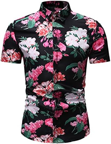 גברים חולצות הוואי מזדמנים פרחים שרוולים קצרים פרחוניים כפתור חולצות מודפסות שמלת חוף מזדמנים חולצות אלוהה