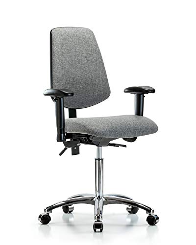 לבטק ישיבה סגן 42230 כיסא ספסל בינוני, בד, בסיס כרום אחורי בינוני - הטיה, זרועות, גלגלי כרום, אפור