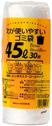 כימיקלים יפן HDRE-45-30 שקיות אשפה, אביזרים לפחי אשפה, שקופים, בערך. 10.2 גל, חבילה של 30