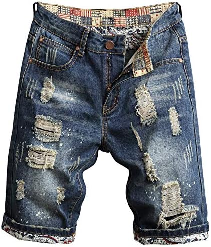 מכנסי ג ' ינס קצרים בגזרה ישרה של הנגאו לגברים