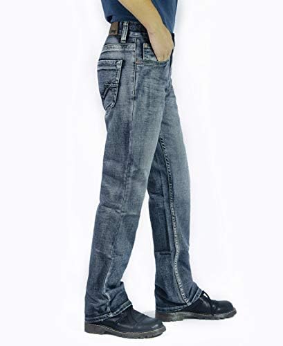 מכנסי עבודה של אופנה של נייר גברים מג'ינס כחול כושר רגיל מכנסי עבודה