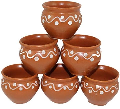 Ceramic Ceramic Ceramic Culhar Culhad כוסות תה צ'אי הודיות מסורתיות סט של 6 סט של 6