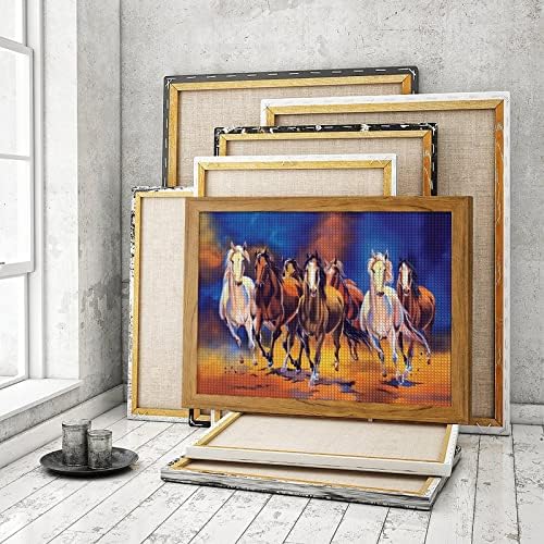 סוסי צבעי מים עגולים מקדחים ערכות ציור יהלומים עם מסגרת תלויה אמנות לתמונות למתנה לעיצוב קיר ביתי