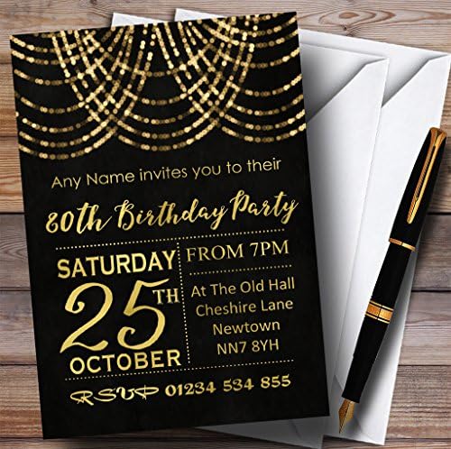 הזמנות למסיבת יום הולדת בהתאמה אישית של זר עטוף זהב 80