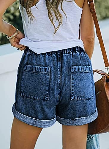 מכנסיים קצרים של ג'ינס ג'ינס של Goldpkf עבור קיץ מזדמן אמצע המותניים המופעלים נמתחים קרועים