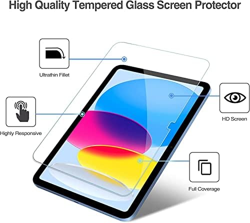קייק 1 מארז זכוכית מחוסמת לאייפד מגן מסך דור 10 2022 אייפד תואם מגן מסך 10.9 10.9 אינץ ' דור 10