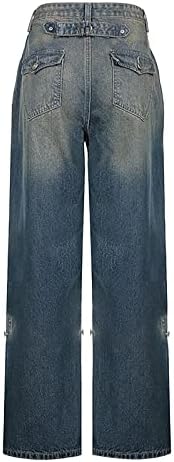מכנסי מכנסי מטען גדולים מדי מכנסי מטען מכנסיים ישר מכנסיים רחבים מכנסיים ג 'יינס מותניים גבוהים