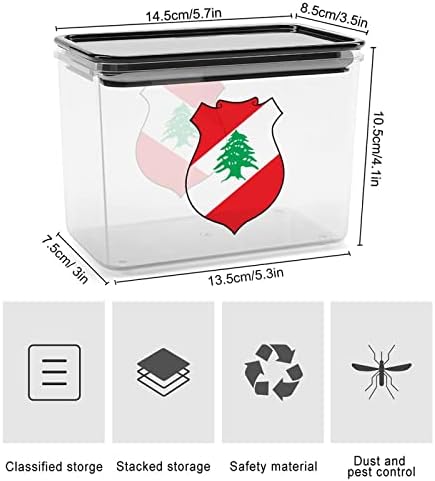 מעיל נשק של מיכל אחסון מזון לבנון קופסאות אחסון ברורות מפלסטיק עם מכסה חותם