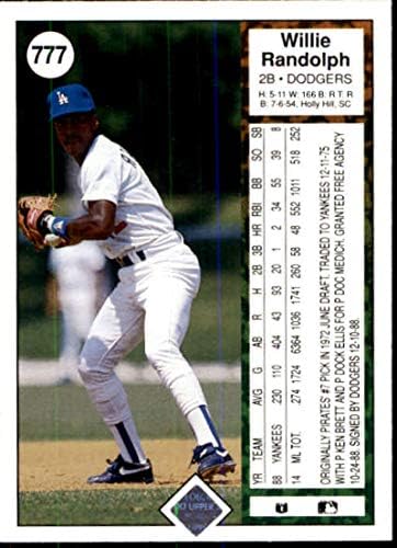 1989 הסיפון העליון 777 ווילי רנדולף לוס אנג'לס דודג'רס MLB כרטיס בייסבול NM-MT