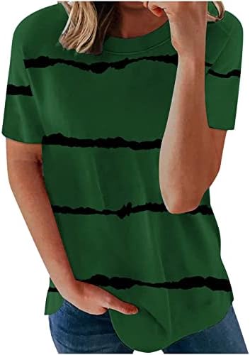 צמרות נשים לקיץ 2023 שרוול קצר מודפס חולצת טריקו בלוק צבע בלוק מזדמן פלוס חולצות צווארון רופף רופף