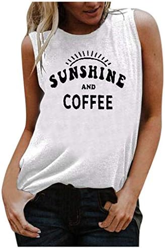 חולצות קיץ של קאניאם לנשים שמש שמש וגופיות קפה רופפות טייז צווארון שרוולים רופפים ללא שרוולים