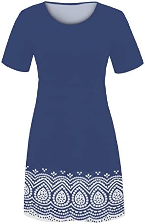 שמלת חולצת טריקו מזדמנת של נשים הדפס פרחוני שמלות טוניקה קיץ