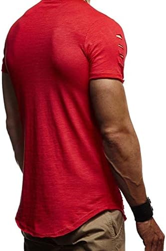 חולצת טריקו של שריר גברים קפלים שרוול רגלן היפ הופ הופ ארוך-קו קרוונק-צוואר טריקו אימון סווטשירט סווטשירט