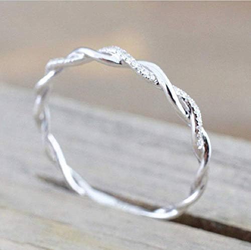 יורן טוויסט טבעת לנשים אופנה 925 סטרלינג כסף סטאק מעוות טבעת מעוקב זירקוניה יהלומי טבעת חתונה מסיבת