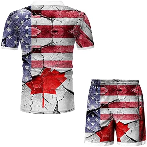 אימונית חולצת דש לגברים 2 יום עצמאות יום עצמאות תלת מימד דגל אמריקאי מודפס חולצות טי ותלבושות אתלטיות