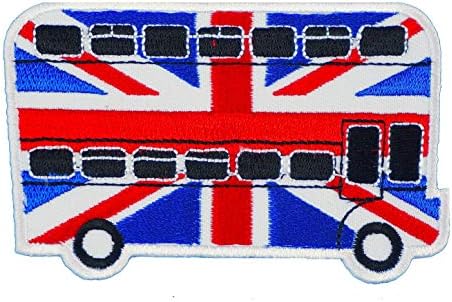 אבק גרפי בבריטניה מאמן האוטובוסים של בריטניה לונדון ברזל רקום על טלאי אפליקציות תרמיל תרמיל תרמיל קמפינג