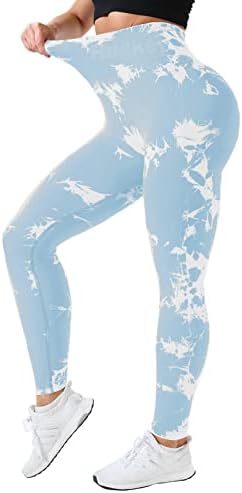 Rugkey Scrunch התחת חותלות להרים לנשים לקשור צבע מותניים גבוהים אימון חלקה מכנסי יוגה