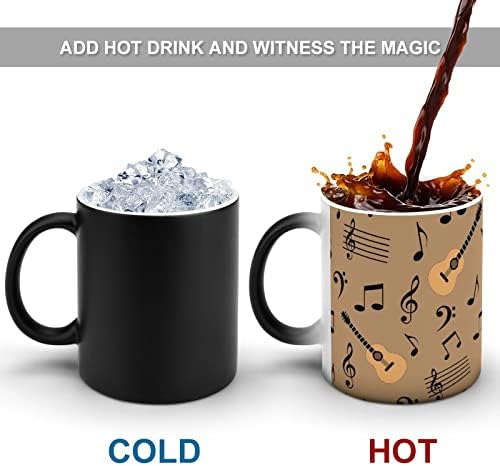 גיטרות הערה יצירתי שינוי צבע קרמיקה קפה כוס חום שינוי ספל מצחיק עבור בית משרד