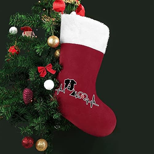 גבול קולי דופק לב חג המולד גרבי חג המולד גרביים שקית מתנה לחג משפחתי עץ עץ תלייה קישוטים