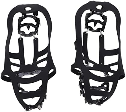 אחיזת נעליים שלג, אוניברסלי 1 זוגות טיול טלטריית סוררת ניידת עמידה בטמפרטורה נמוכה 18 שיניים לטיפוס בחורף