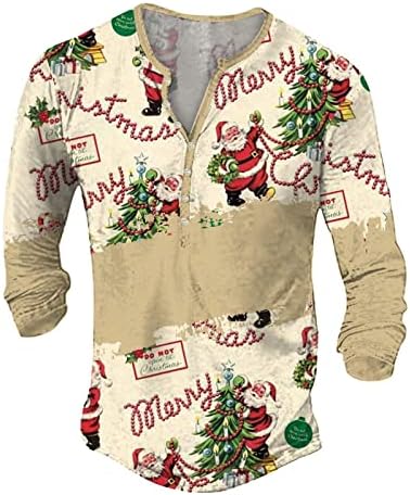 Wybaxz Mens אופנה כותנה מזדמנים דפוס חג המולד מודפס שרוול קצר חולצה גברים גברים כותנה שרוול ארוך