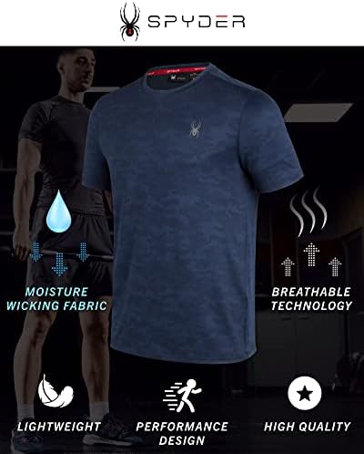 חולצת טריקו אתלטית של Spyder גברים - 2 חבילות ביצועים פעילים Camo Sports Tee