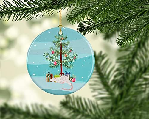 אוצרות קרוליין CK4470CO1 דמבו ספינקס עכברוש קישוט קרמיקה לחג המולד, קישוטים לעץ חג המולד, קישוט תלוי לחג המולד,