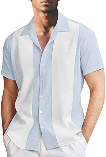 2023 אופנה לגברים חדשים וצבע פנאי תואם כפתור דש כפתור חצי שרוול חולצה חולצת חולצת שרוול קצר חולצה קצרה