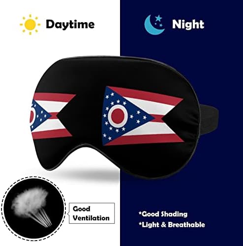 דגל אוהיו מסכת עיניים שינה מצחיקה כיסוי עיניים מכוסות עיניים עם רצועה מתכווננת לצלליות לנשים גברים