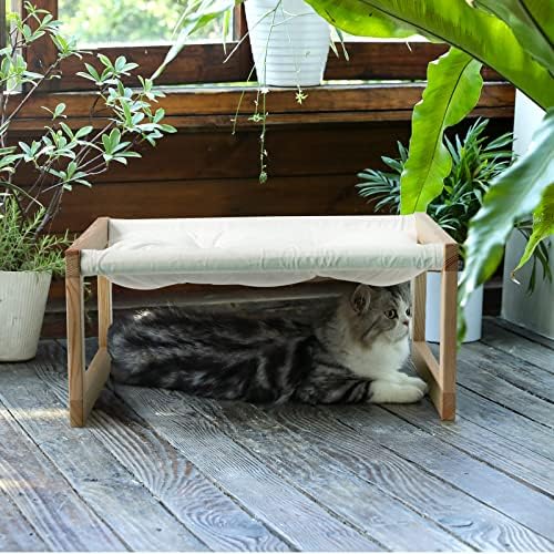 מיטת חתול פוקומארו, מיטות חתול קטיפה קטיפה לחתולים מקורה, ערסל חתול מעץ, ספת חתול בגודל 20 על 16 אינץ',