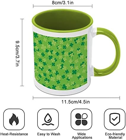ארבעה ספל קפה קרמיקה עלים עם צבע בפנים וטיפול בכוס תה לנשים גברים בסגנון ירוק