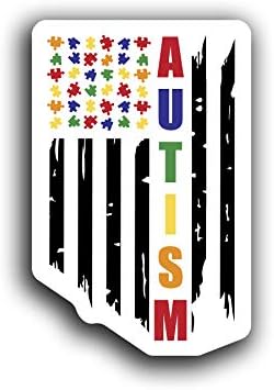 JMM תעשיות אוטיזם מודעות מדבקות דגל אמריקאי חתיכות פאזל כיף חמוד השראה השראה בגודל 5.4 אינץ 'בגודל