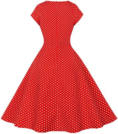 שמלות קיץ לנשים 2023 שרוול קצר אלגנטי בסגנון הפבורן סגנון רוש נקודה משנות החמישים מידי שמלת